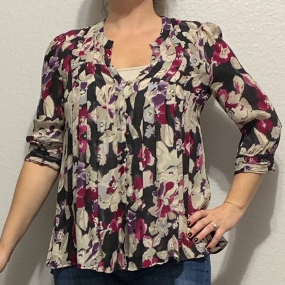 Joie Loose 3/4 Sleeve Floral Blouse - M